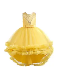 StyleCast Girls Yellow Ruffled Embellished Balloon Midi Dress