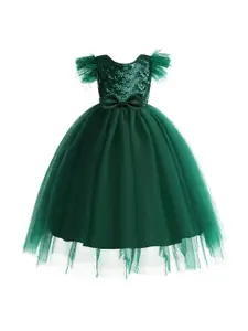 StyleCast Green Embellished Sleeveless Bow Detail Balloon Maxi Dress