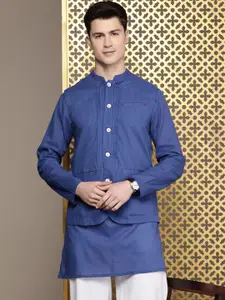 House of Pataudi Men Rozana Solid Kurta with Trousers