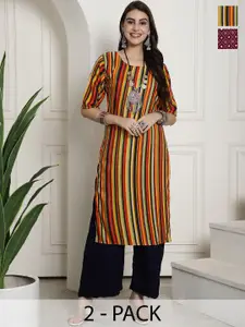 7Threads Selection Of 2 Ethnic Motifs Printed  Crepe Straight Kurta