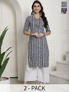 7Threads Selection Of 2 Printed Straight Kurtas