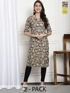 7Threads Selection Of 2 Ethnic Motifs Printed  Crepe Straight Kurta