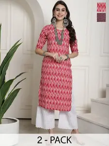 7Threads Selection Of 2 Printed Round Neck Kurtas