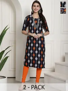 7Threads Selection Of 2 Ethnic Motifs Printed Straight Kurta