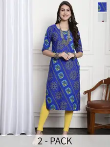 7Threads Selection Of 2 Ethnic Motifs Printed  Crepe Straight Kurta