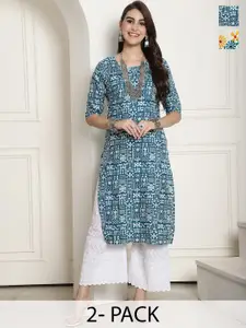 7Threads Selection Of 2 Ethnic Motifs Printed  Crepe Straight Kurta