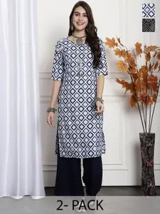 7Threads Selection Of 2 Ethnic Motifs Printed Straight Kurtas