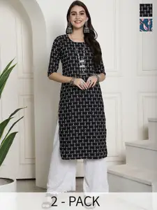 7Threads Selection Of 2 Printed Straight Kurtas