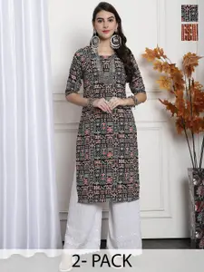 7Threads Selection Of 2 Ethnic Motifs Printed Straight Kurtas