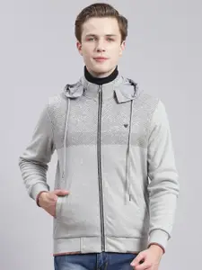 Monte Carlo Abstract Printed Detachable Hood Cotton Pullover Sweatshirt