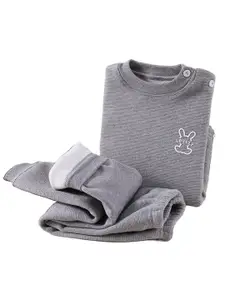 StyleCast Boys Grey Self Design T-shirt with Pyjamas