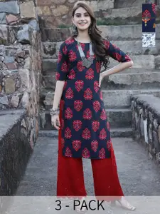 7Threads Selection Of 3 Ethnic Motifs Printed Straight Kurta