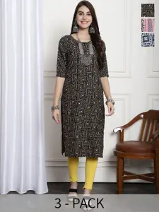 7Threads Selection Of 2 Geometric Printed Straight Kurta