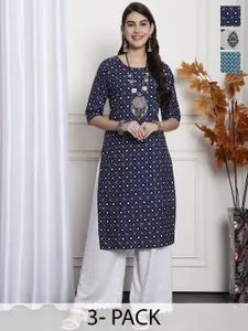 7Threads Selection Of 3 Ethnic Motifs Printed Straight Kurta