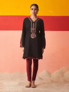 Lakshita Ethnic Motifs Yoke Design Thread Work Woollen Kurta