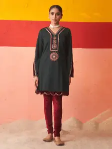 Lakshita Ethnic Motifs Embroidered Woollen Kurta