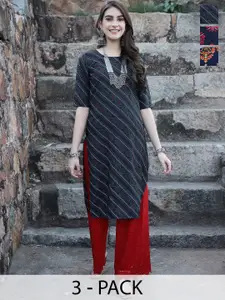 7Threads Selection Of 3 Paisley Printed Straight Kurta