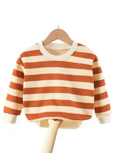 StyleCast Boys Orange & Cream Striped Cotton Pullover Sweaters