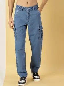 Thomas Scott Men Mid Rise Loose Relaxed Fit Clean Look Light Fade Cotton Jeans