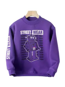 StyleCast Boys Purple Typography Printed Cotton Pullover