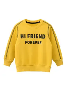 StyleCast Boys Yellow Typography Printed Long Sleeve Pullover Sweatshirt