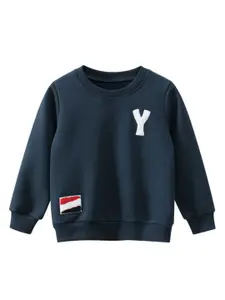 StyleCast Boys Navy Blue Typography Printed Cotton Pullover