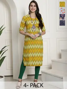 7Threads Selection Of 4 Ethnic Motifs Printed  Crepe Straight Kurta