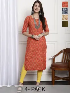 7Threads Selection Of 4 Ethnic Motifs Printed Crepe Kurta
