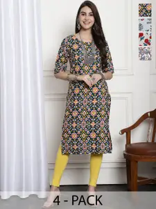 7Threads Selection Of 4 Ethnic Motifs Printed Crepe Kurta