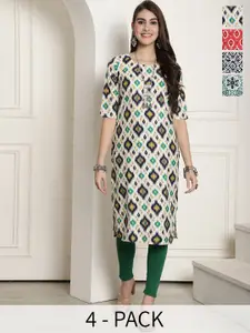 7Threads Selection of 4 Ethnic Motifs Printed Straight Kurta