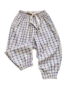 StyleCast Boys Beige Checked Mid Rise Joggers