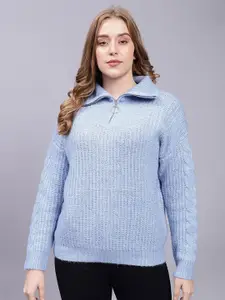 Albion Women Blue Woollen Pullover