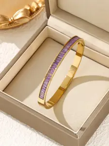MYKI Women Purple Cubic Zirconia Gold-Plated Kada Bracelet