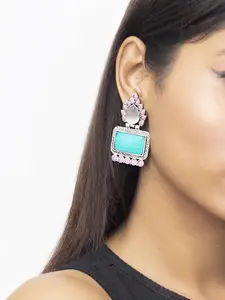 Binnis Wardrobe Silver-Plated Beaded Contemporary Drop Earrings