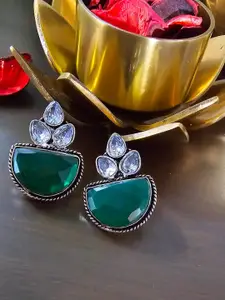 Binnis Wardrobe Silver-Plated Stone-Studded Contemporary Drop Earrings