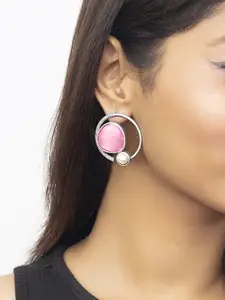 Binnis Wardrobe Silver-Plated Artificial Beads Contemporary Studs Earrings