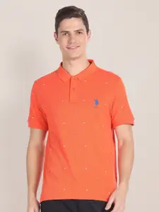 U.S. Polo Assn. Geometric Printed Pique Polo Collar Pure Cotton Slim Fit T-shirt