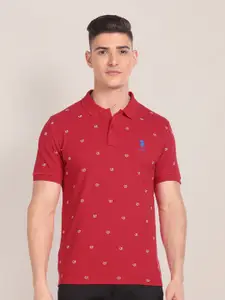 U.S. Polo Assn. Conversational Printed Polo Collar Pure Cotton Slim Fit T-shirt