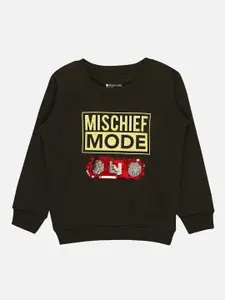 Bodycare Kids Boys Typography Printed Fleece Pullover Sweatshirt