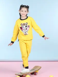 Cutiekins Girls Yellow & Pink Top with Trousers