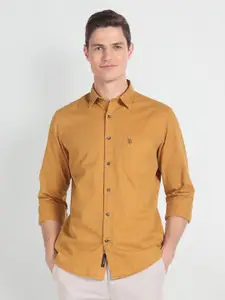 U.S. Polo Assn. Denim Co. Spread Collar Pure Cotton Slim Fit  Casual Shirt