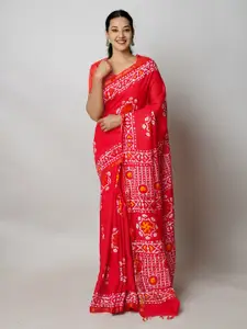 Unnati Silks Batik Printed Silk Cotton Chanderi Saree