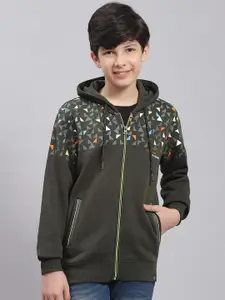 Monte Carlo Boys Geometric Printed Hooded Cotton Sweatshirt