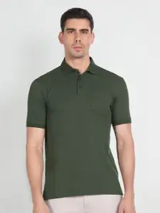 Arrow Striped Polo Collar Short Sleeves Pockets Cotton Regular T-shirt