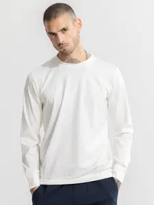 Snitch White Round Neck Long Sleeves Pullover