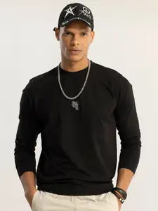 Snitch Black Round Neck Long Sleeves Pullover
