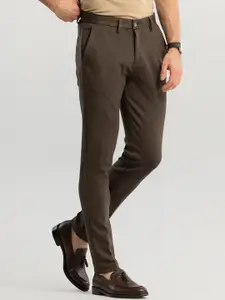 Snitch Men Olive Green Slim Fit Trousers