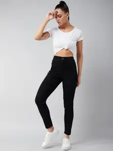 DOLCE CRUDO Women Black Skinny Fit High-Rise Stretchable Jeans