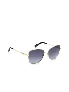 pierre cardin Women Grey Lens & Gold-Toned Square Sunglasses with Polarised Lens
