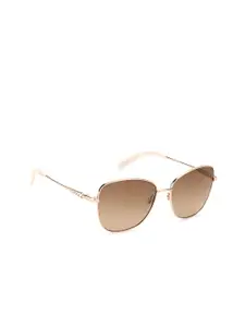 pierre cardin Women Brown Lens & Gold-Toned Square Sunglasses with Polarised Lens